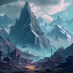 cyberpunk mountains12