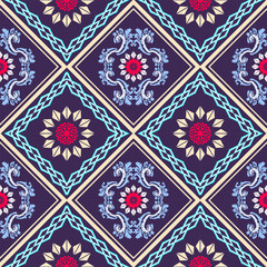 Ethnic Figure aztec embroidery style.Geometric ikat oriental traditional art pattern.Design for ethnic background,wallpaper,fashion,clothing,wrapping,fabric,element,sarong,graphic,vector illustration.