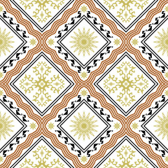 Ethnic Figure aztec embroidery style.Geometric ikat oriental traditional art pattern.Design for ethnic background,wallpaper,fashion,clothing,wrapping,fabric,element,sarong,graphic,vector illustration.