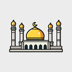 vector illustration mosque clipart sticker for ramadan kareem flat style
