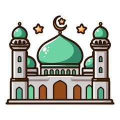 vector illustration mosque clipart sticker for ramadan kareem flat style
