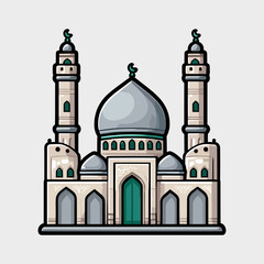 vector illustration mosque clipart sticker for ramadan kareem flat style
