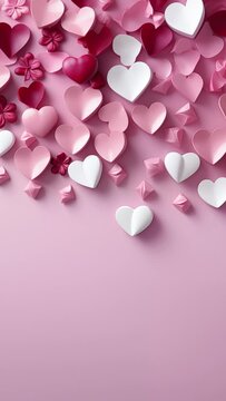 Video heart minimal valentine and mother day background. Red pink heart coloured. Pink and romantic background.