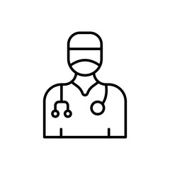 Pregnant doctor outline icons, minimalist vector illustration ,simple transparent graphic element .Isolated on white background