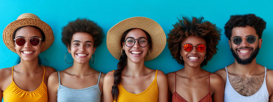 Shades of Summer, A Vibrant Alliance of Sun-Kissed Souls Converging Under Stylish Brims