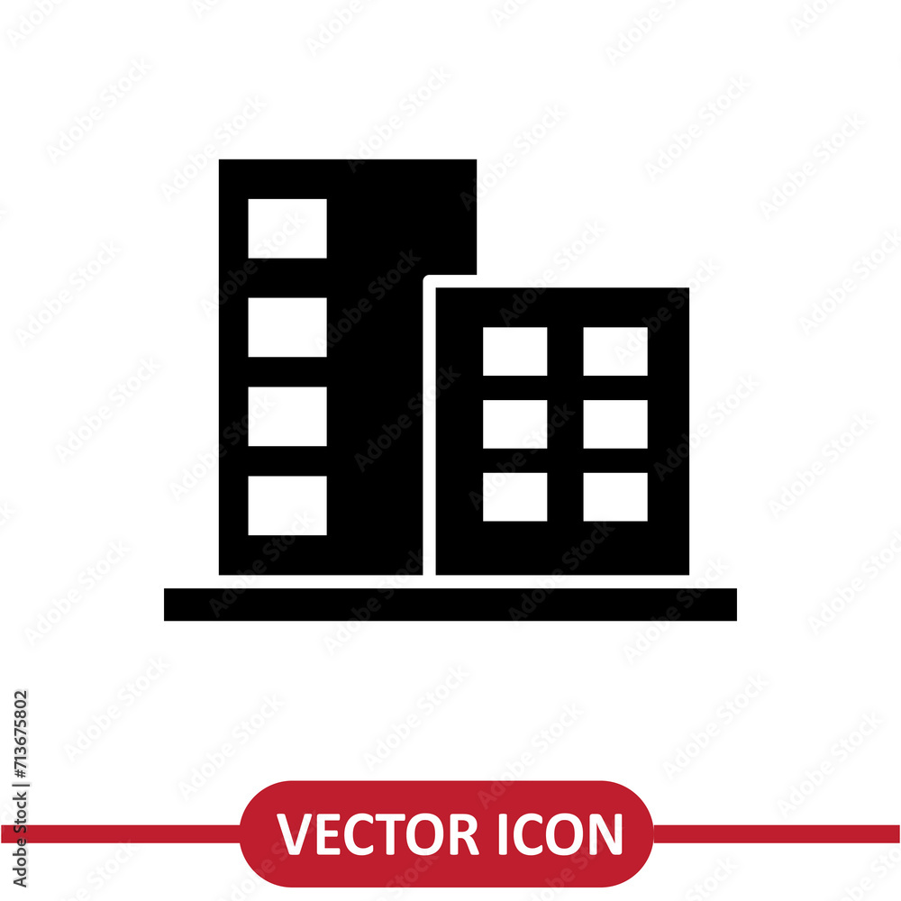 Aufkleber building icon vector flat simple illustration on white background..eps