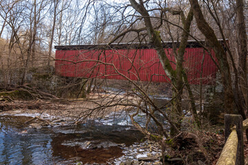Ambler,Pennsylvania,USA - December 4 2022: Covered ridge at Wissahickon Trails in winter.