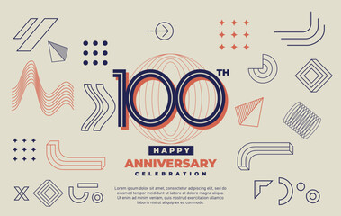 100th happy anniversary celebration with abstract geometric shape.