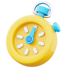 Stopwatch 3d icon. Measurement timekeeping symbol illustration isolated on transparent background
