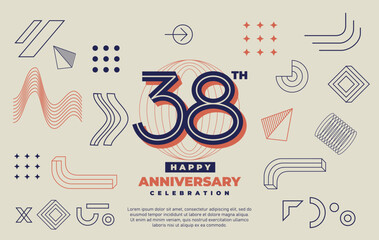 25th happy anniversary celebration with abstract geometric shape.