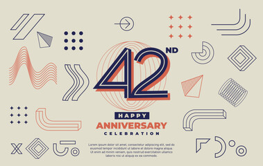 42nd happy anniversary celebration with abstract geometric shape.
