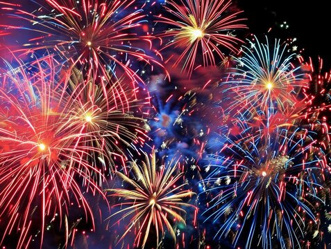 Fireworks Firework Display Finale Show Night Sky Colorful Sky New Year's Independence Day Fourth of July 4 4th Celebration Background Wallpaper Image
