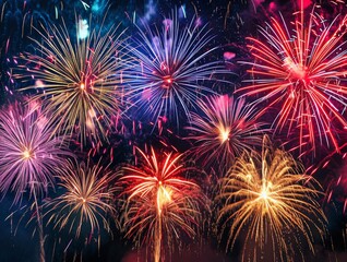 Fireworks Firework Display Finale Show Night Sky Colorful Sky New Year's Independence Day Fourth of July 4 4th Celebration Background Wallpaper Image