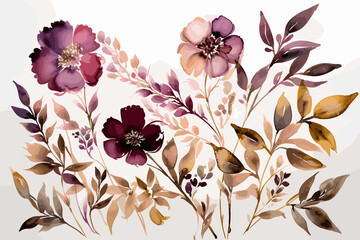Watercolor flowers in a watercolor style. Spring Flowers Watercolor painting Sublimation