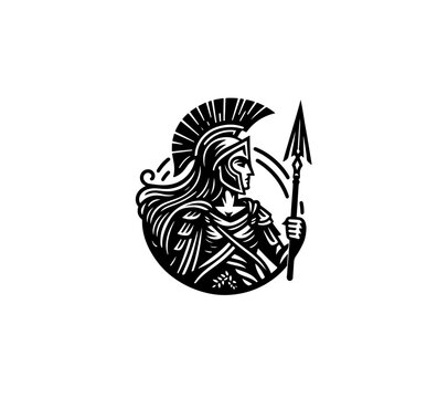 spartan warrior vintage black and white logo
