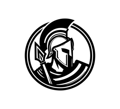 spartan warrior vintage black and white logo