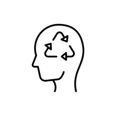 Recycle mind outline icons, minimalist vector illustration ,simple transparent graphic element .Isolated on white background
