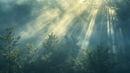 Fototapeta na wymiar Sunlight Streaming Through Trees in Majestic