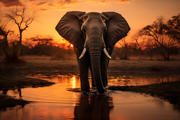 Dromantic Wilderness: An Evening Glimpse of an Elephant in its Forest Habitat