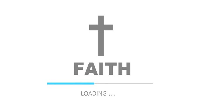 Religion concept animation. Progress or loading bar and cross. Faith loading
