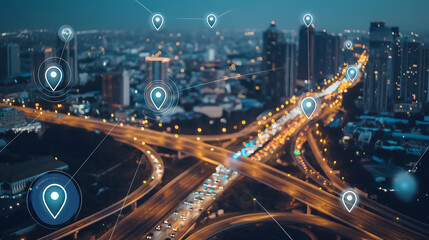 Smart city public transportation control and mobile app, GPS tracking system concept