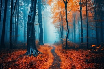 Obraz na płótnie Canvas foggy forest in the morning