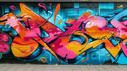 Vibrant Wall Covered in Colorful Graffiti Artwork