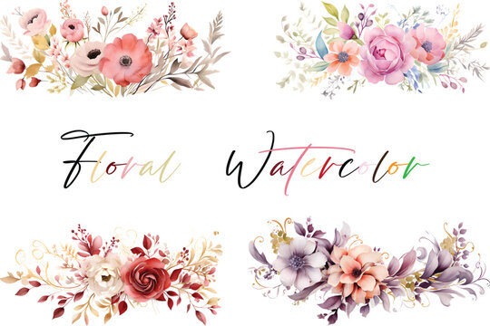 Vector of very beautiful watercolor flowers suitable as an element for decoration or wedding invitations