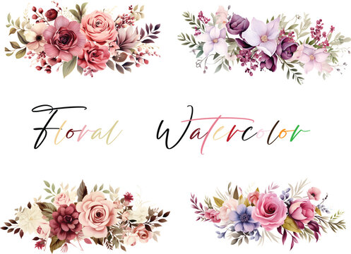 Vector of very beautiful watercolor flowers suitable as an element for decoration or wedding invitations