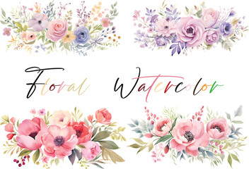 Vector of very beautiful watercolor flowers suitable as an element for decoration or wedding invitations