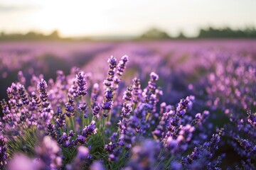 Obraz premium Sun shining through lavender field