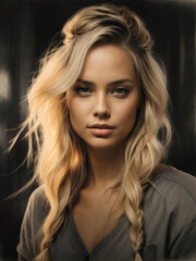 Fototapeta premium Loira Sueca Com Cabelo Trançado by AI