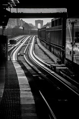The Metro is Paris' dominant form of public transportation. Here one of the lines is emerging from a tunnel and heading towards the Arc de Triomphe.