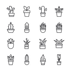 Set of Plants icon for web app simple line design