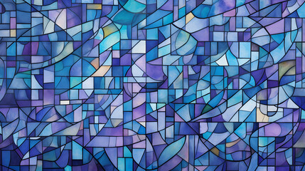 Abstrack Background, A vibrant mosaic of geometric shapes in various shades of blue, green, and purple creating a visually striking background