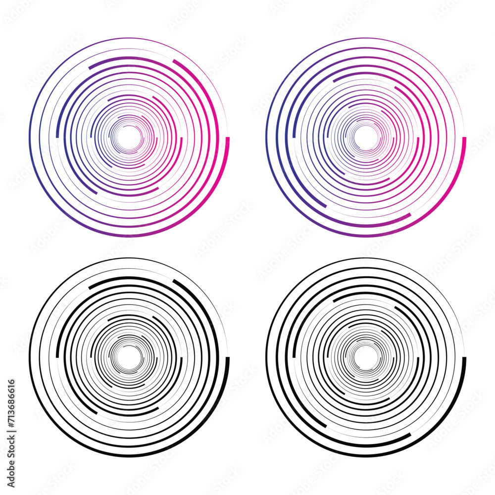 Poster concentric random circles with dynamic lines. vortex circular swirl.