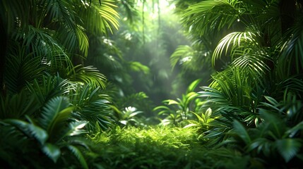 Tropical Paradise: Lush Foliage and Vibrant Green Leaves for Background and Wallpaper 