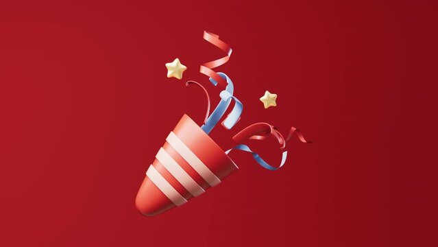 Decorative paper fireworks cone, 3d rendering.