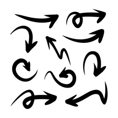 hand drawn arrow set. Doodle illustration.