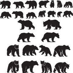 Set of Bears black silhouette 