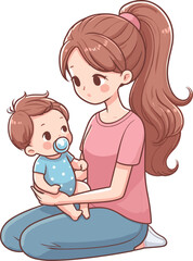 mother and baby cartoon