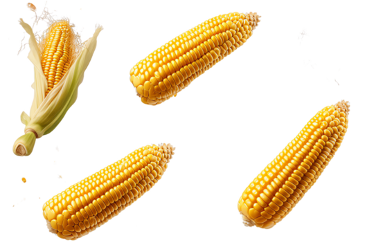 seeds corn flew isolated on white background