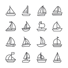Set of icon sailing ships