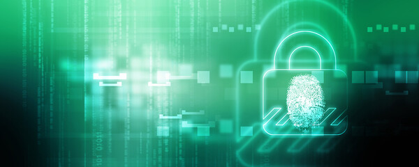 2d Illustration Fingerprint Scanning Technology Concept 