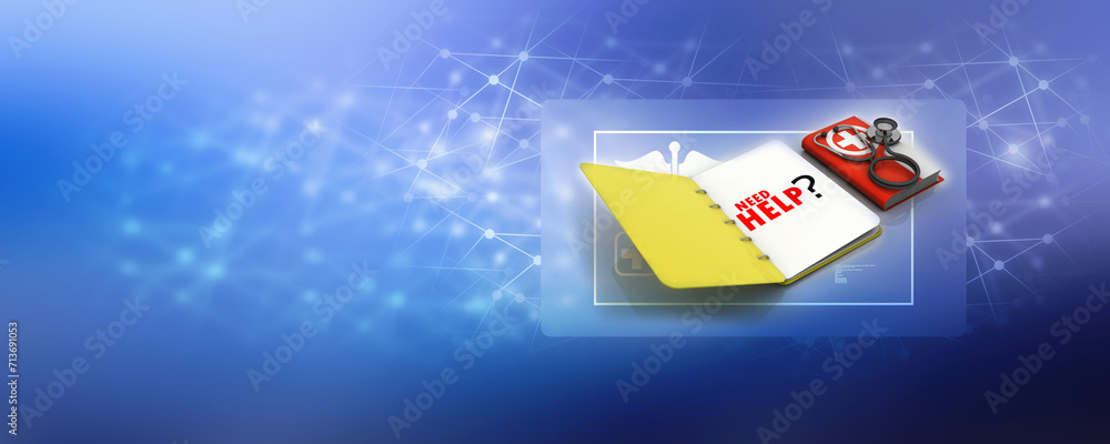 Poster 3d rendering folder with documents