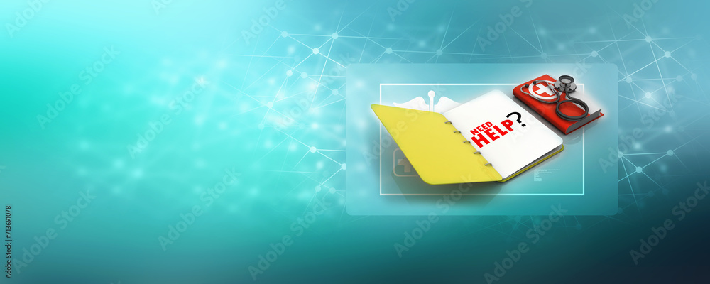 Poster 3d rendering folder with documents
