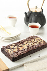 Almond Fudgy Brownies, Chocolate Cake Loaf with Chewy Texture