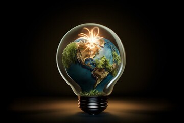 Earth and power symbol for Earth Hour event focusing on ecology. Generative AI