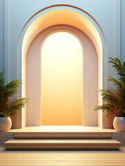 Fototapeta premium Modern round product advertising podium, booth, stage, product background, promotional event background