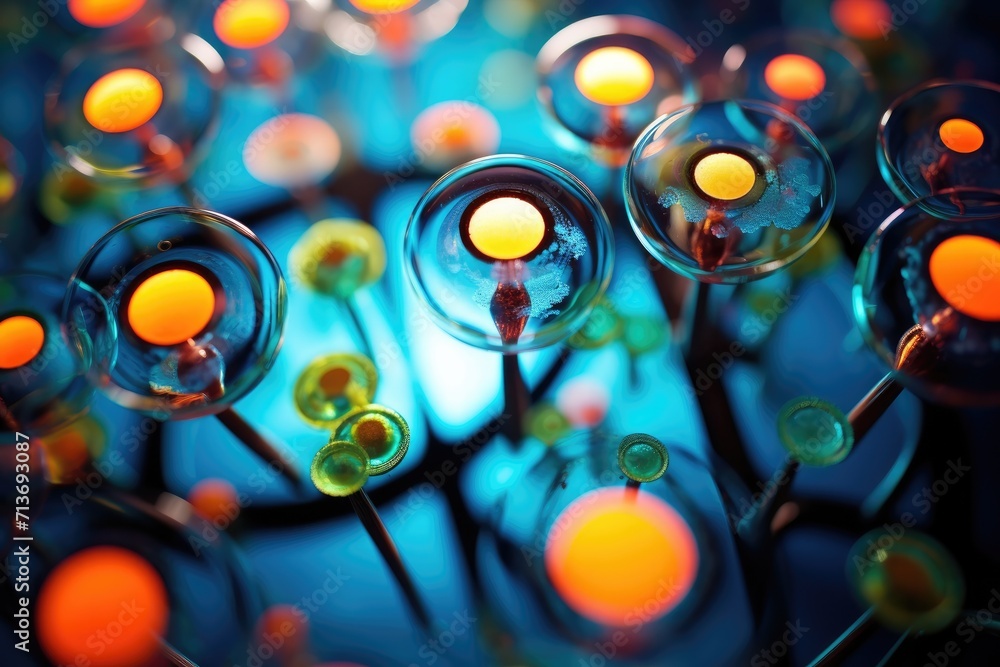 Poster a group of colorful lights. generative ai.